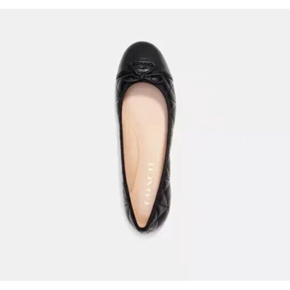 Coach Allyson Quilted Ballet Flat Women's Black Leather Slip on CK424 - Picture 3 of 5
